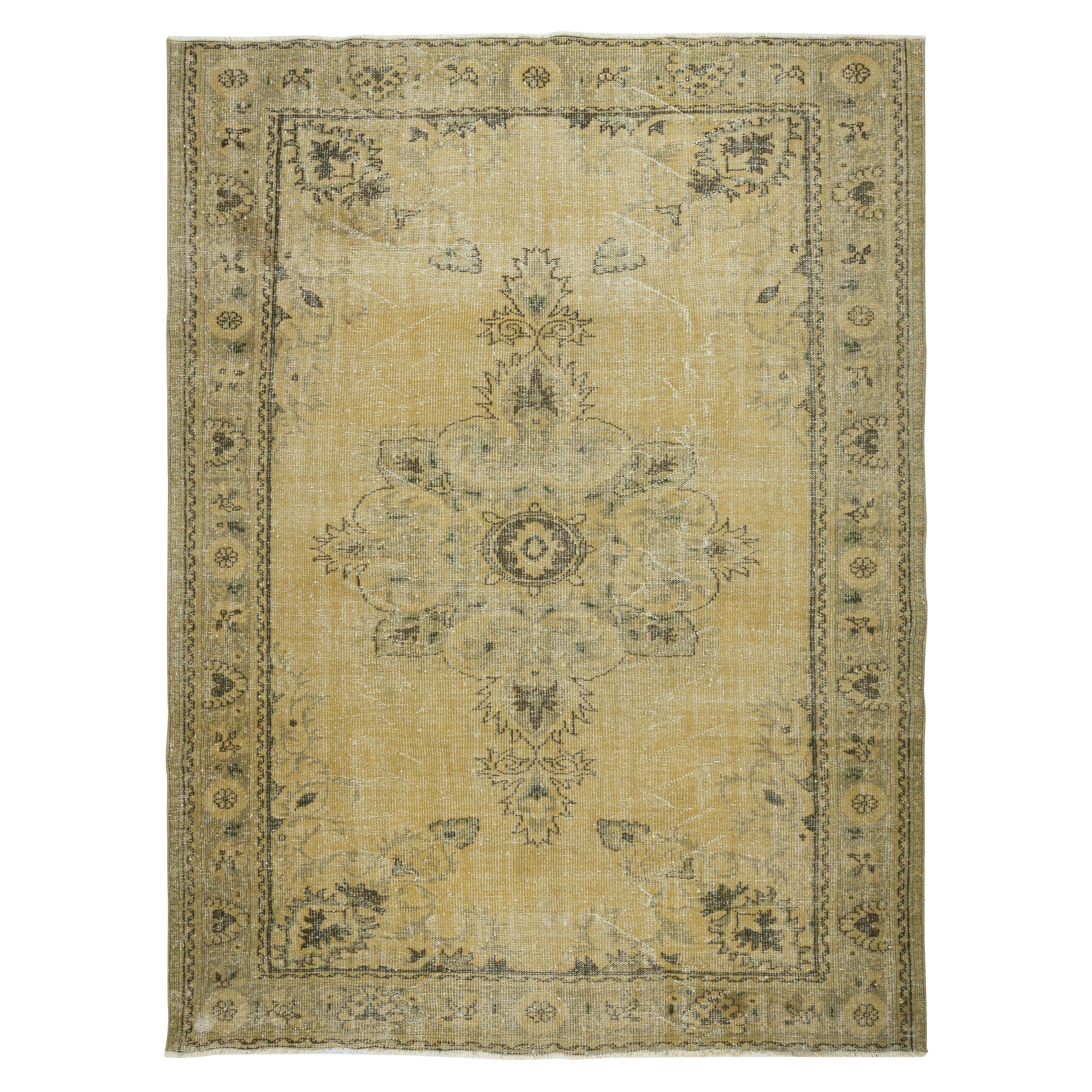 7.5x10 Ft Vintage Country and Farmhouse Decor Area Rug. Handmade Turkish Carpet