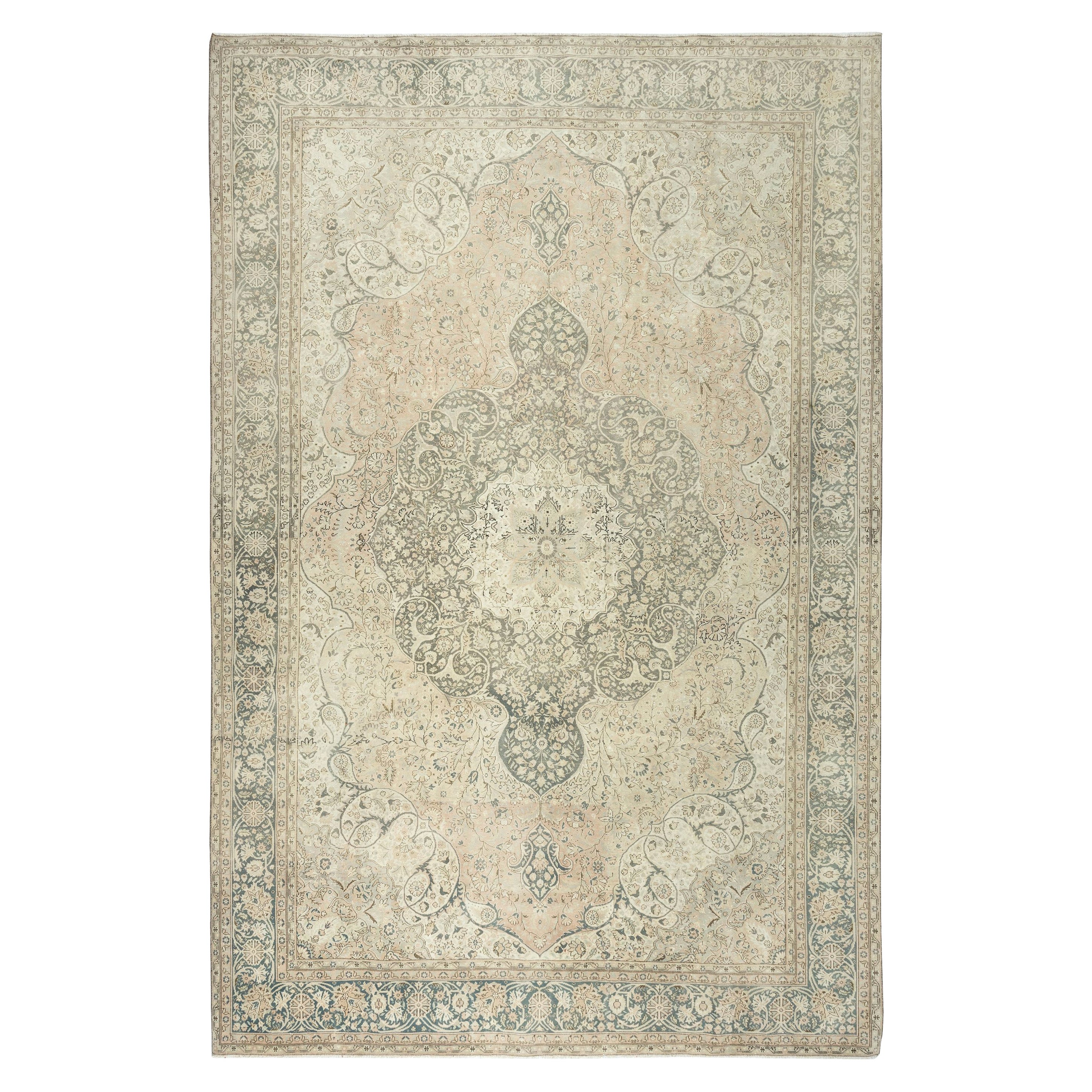 8x12 Ft One of a kind Vintage Turkish Area Rug. Handmade Rustic Large Carpet