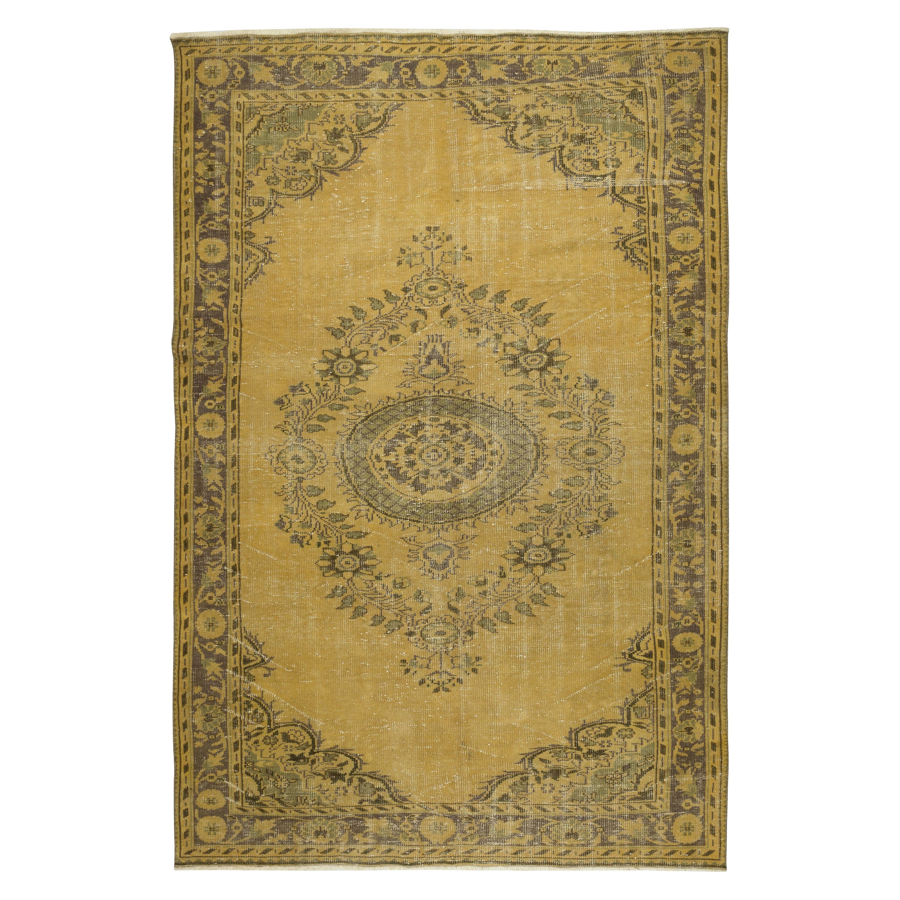 Alfombra decorativa de granja vintage de 6,7 x 10 pies. Alfombra turca rústica hecha a mano