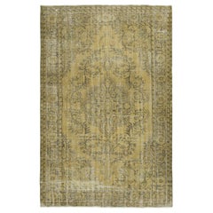 7x10.3 Ft Vintage Handmade Area Rug for Living Room. Sun Faded Turkish Carpet