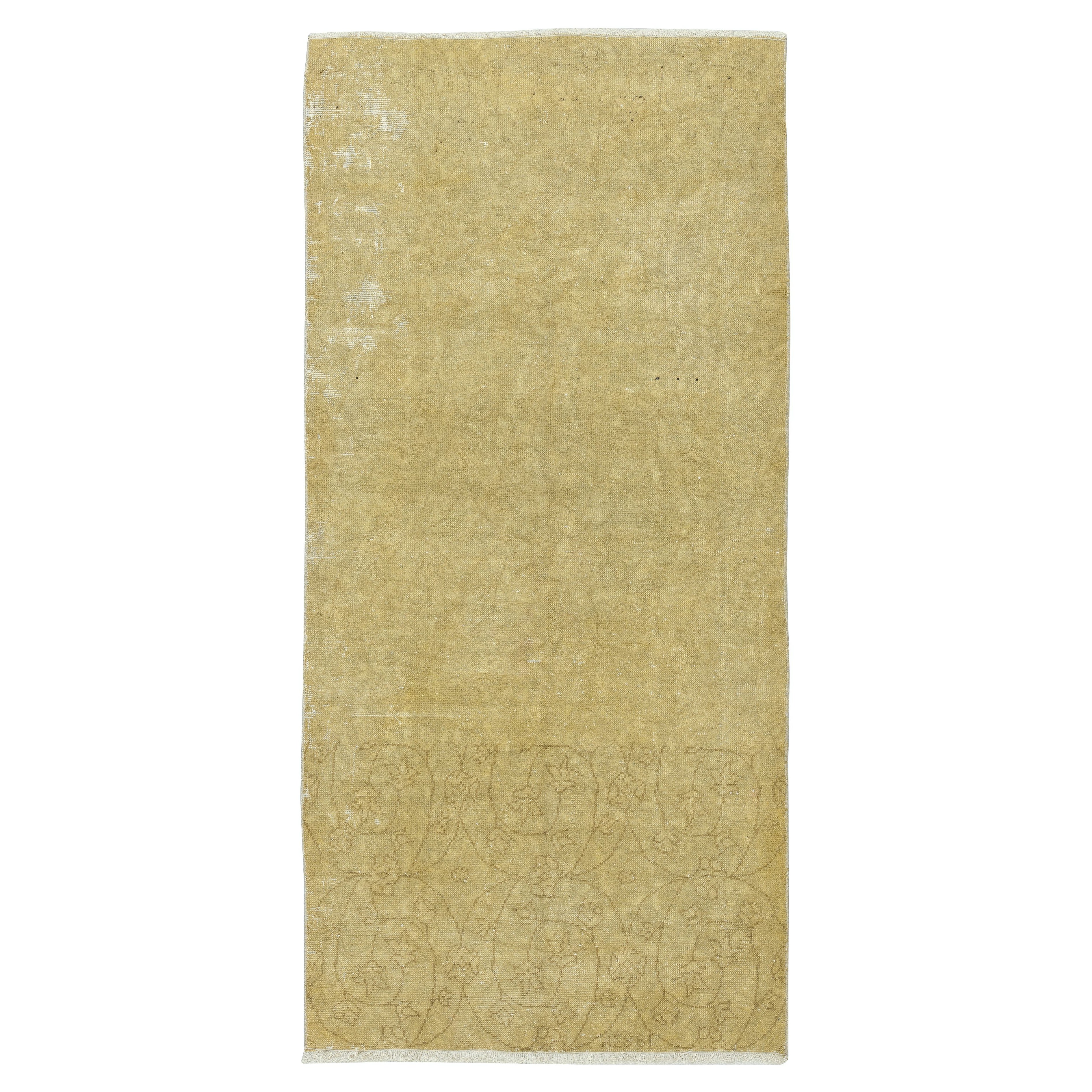 3.4x7 Ft Vintage Handmade Turkish Wool Accent Rug for Rustic and Farmhouse Decor
