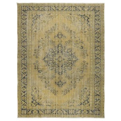 7.2x9.5 Ft Rustic Unique Handmade Area Rug, 1960s Sun Faded Turkish Carpet