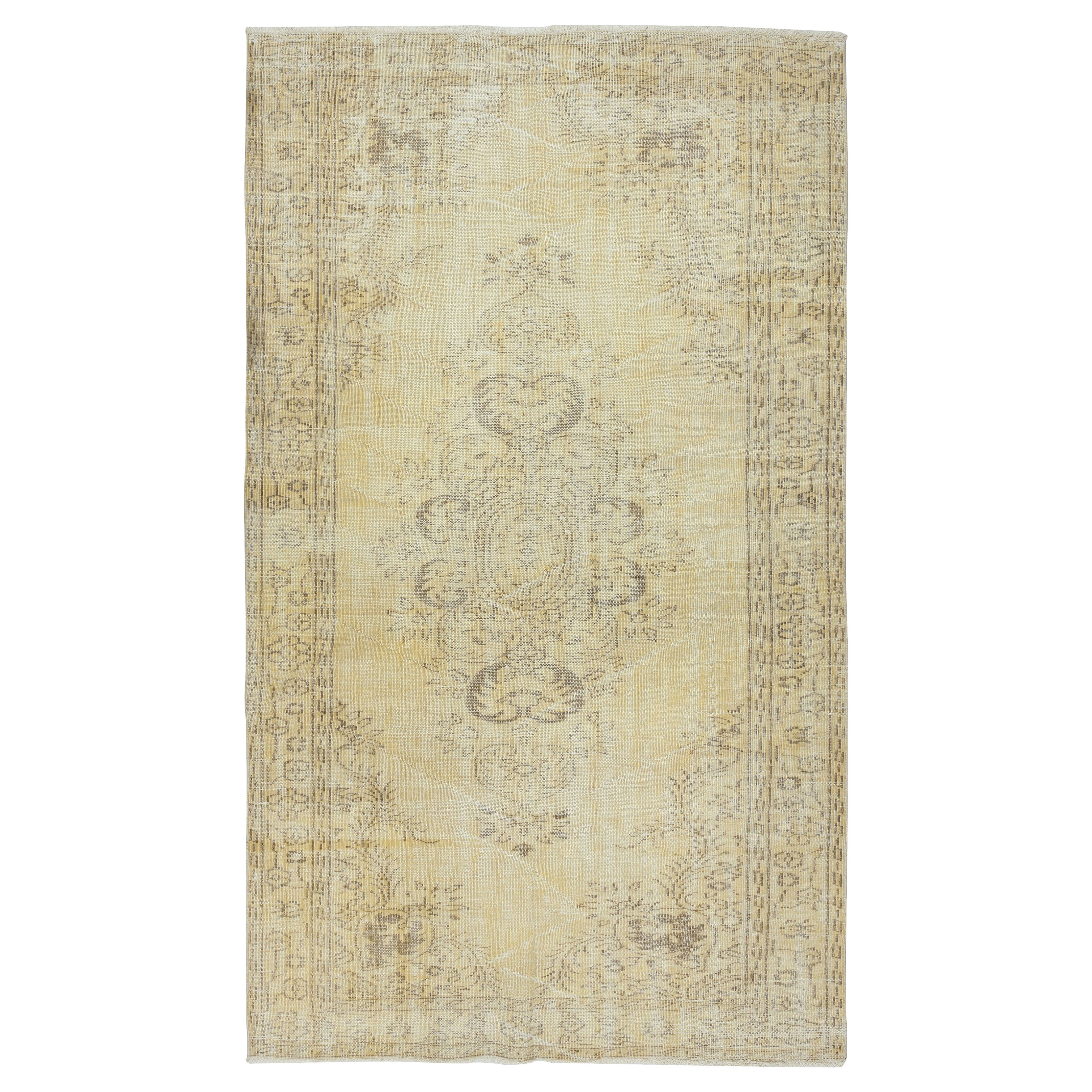 5.5x9.3 Ft Rustic Unique Handmade Area Rug, 1960s Sun Faded Turkish Carpet
