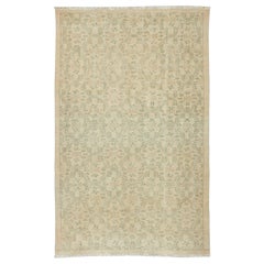 5.7x9 Ft Vintage Sun Faded Rug with Floral Design. Handmade Turkish Carpet