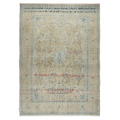 9.2x13 Ft One of a kind Vintage Beige Large Area Rug, Handmade Turkish Carpet