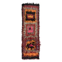 3x8.7 Ft Vintage Shag Pile Handmade Turkish Tulu Runner Rug Made of Mohair Wool