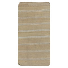 27x57 in Hand-Woven Striped Turkish Kilim. 100% Wool. Vintage Flat-Weave Rug