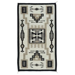 Tapis Kilim à tissage plat 34x60 en Navajo Vintage Storm Pattern. 100% laine