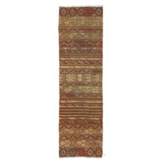 20x67 en Kilim de cuisine fait main. 100% laine. Tapis d'entrée Vintage FlatWeave