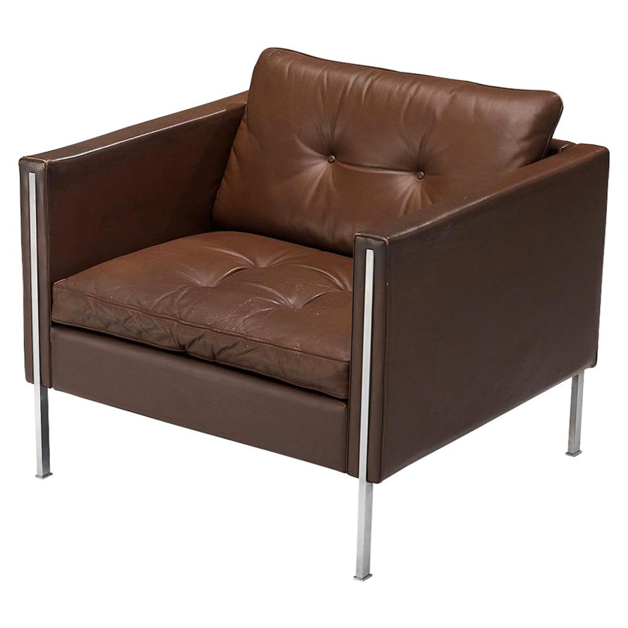 Pierre Paulin for Artifort Armchair Model '442' in Brown Leather