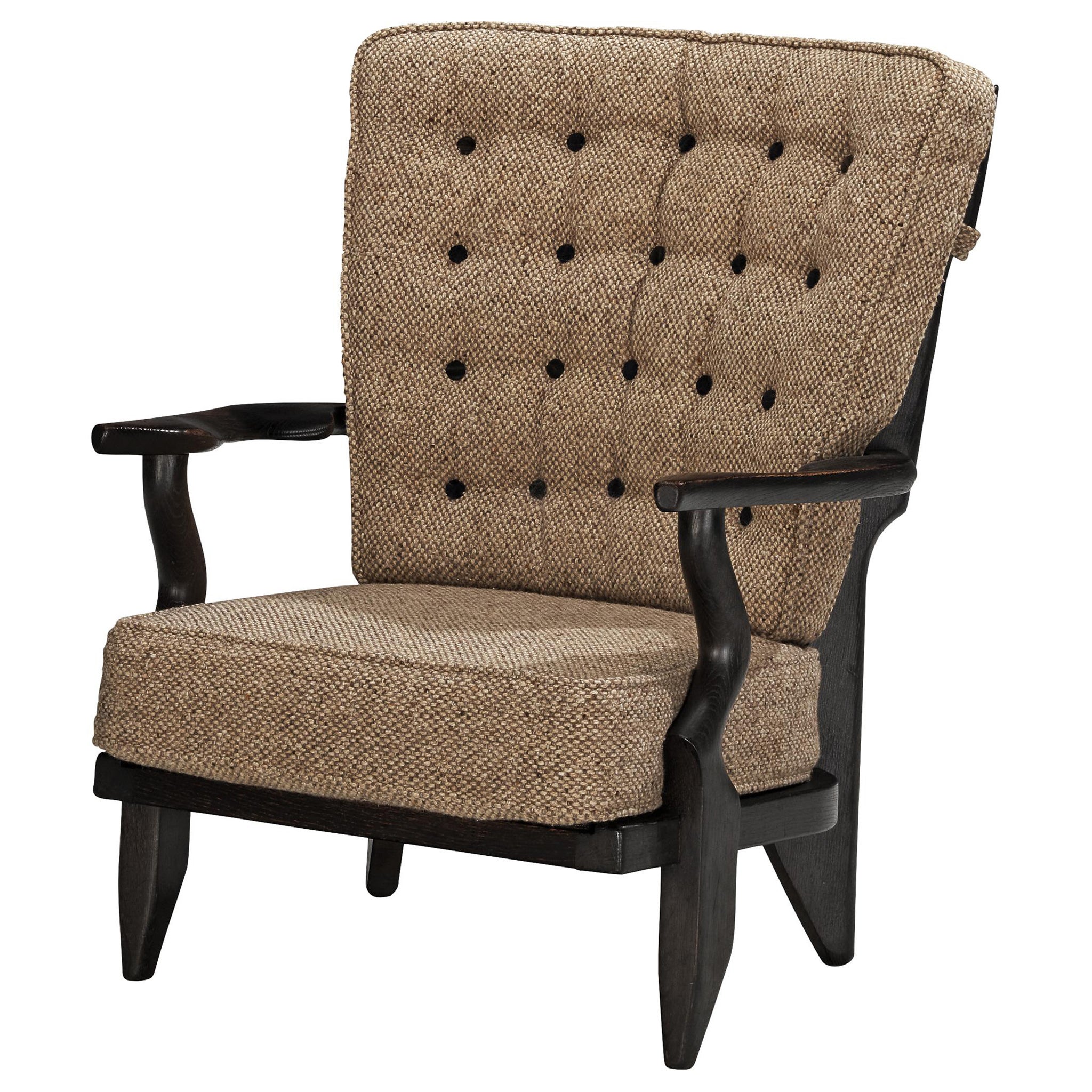 Guillerme & Chambron 'Mid Repos' Lounge Chair in Darkened Oak