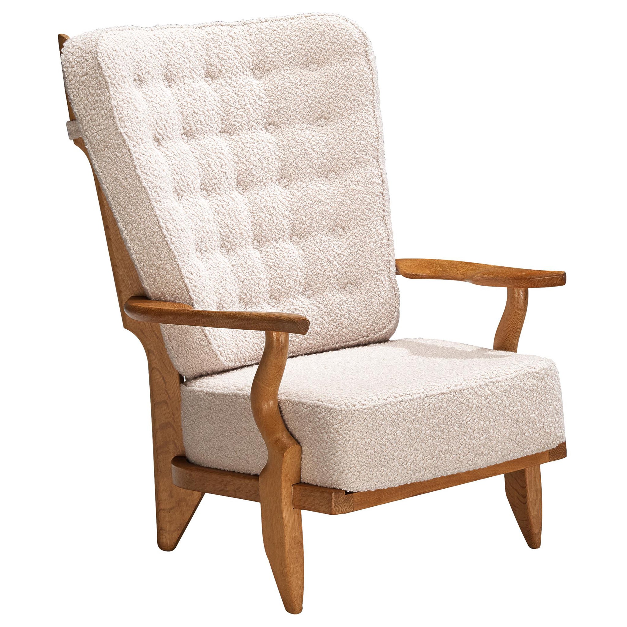 Guillerme & Chambron for Votre Maison 'Grand Repos' Lounge Chair in Oak For Sale