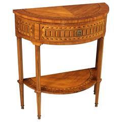 20th Century Rosewood Inlaid Semicircular Console in Louis XVI Syle