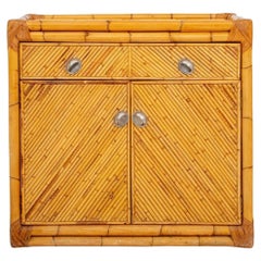 Zweitüriger Vintage-Schrank aus Bambus und Rattan