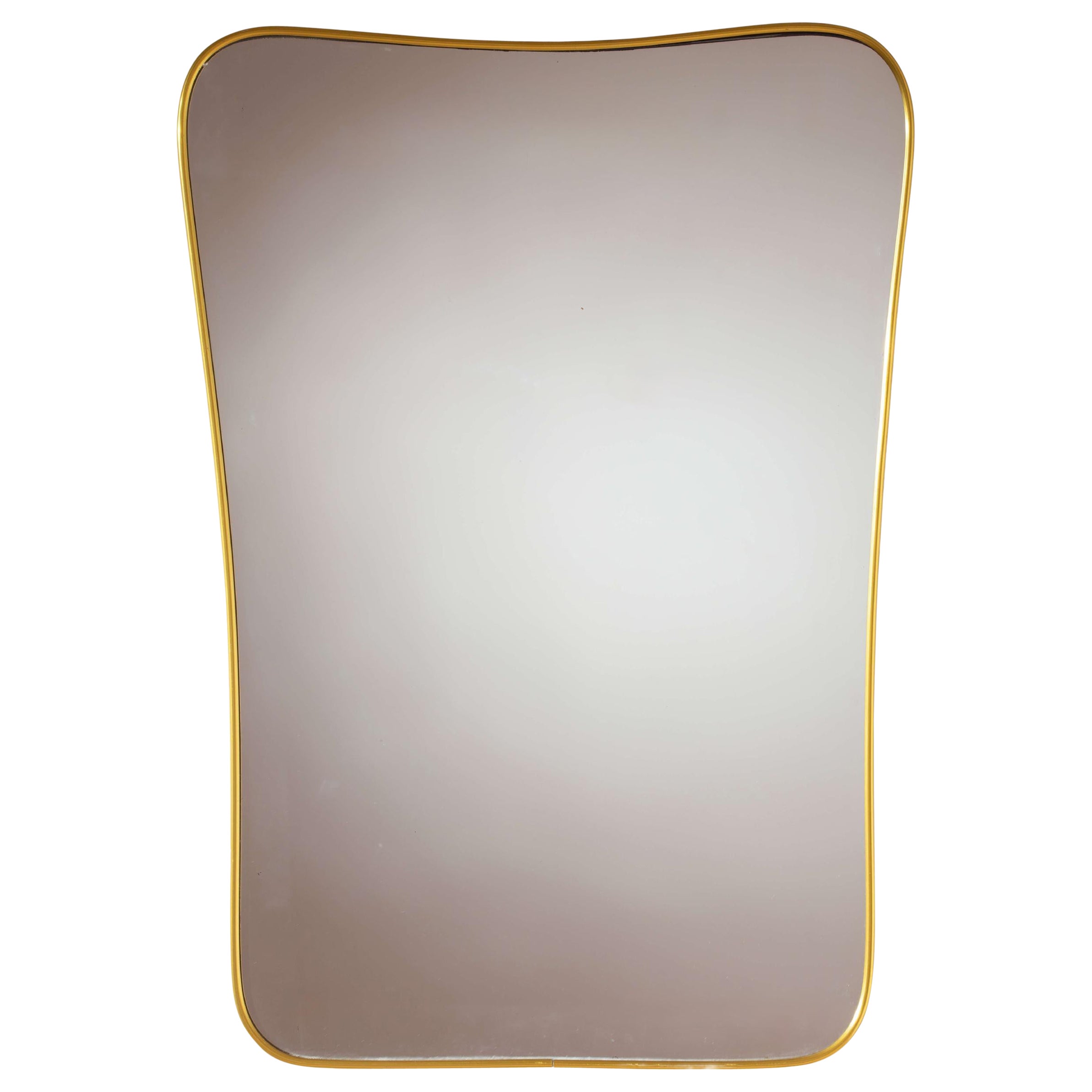 A mid-century Italian brass mirror in the style of Gio Ponti, 1960s For Sale