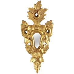 Spanischer Rokoko-Spiegel aus geschnitztem Giltwood, Miniaturformat