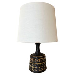 1970s Danish Jette Hellerøe Ceramic Table Lamp, Glazed Brown Tones