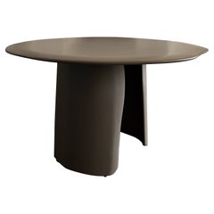 Contemporary Sculpted Organic Leg Round Top Brown Wood Table by kar
