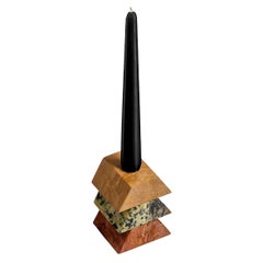 Triangle 3D Gemstone puzzle  / 3-piece candelabra – multi: GREEN ORANGE CREAM