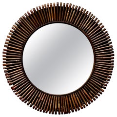 Vintage Coastal Looped Rattan Mirror
