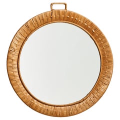 Italienischer Designer, Wandspiegel, Rattan, Italien, 1970er Jahre