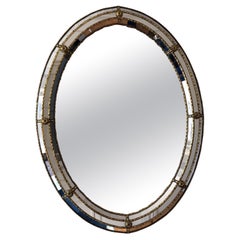 Vintage Venetian Oval Mirror Hollywood Regency in Gold Spain 1990s