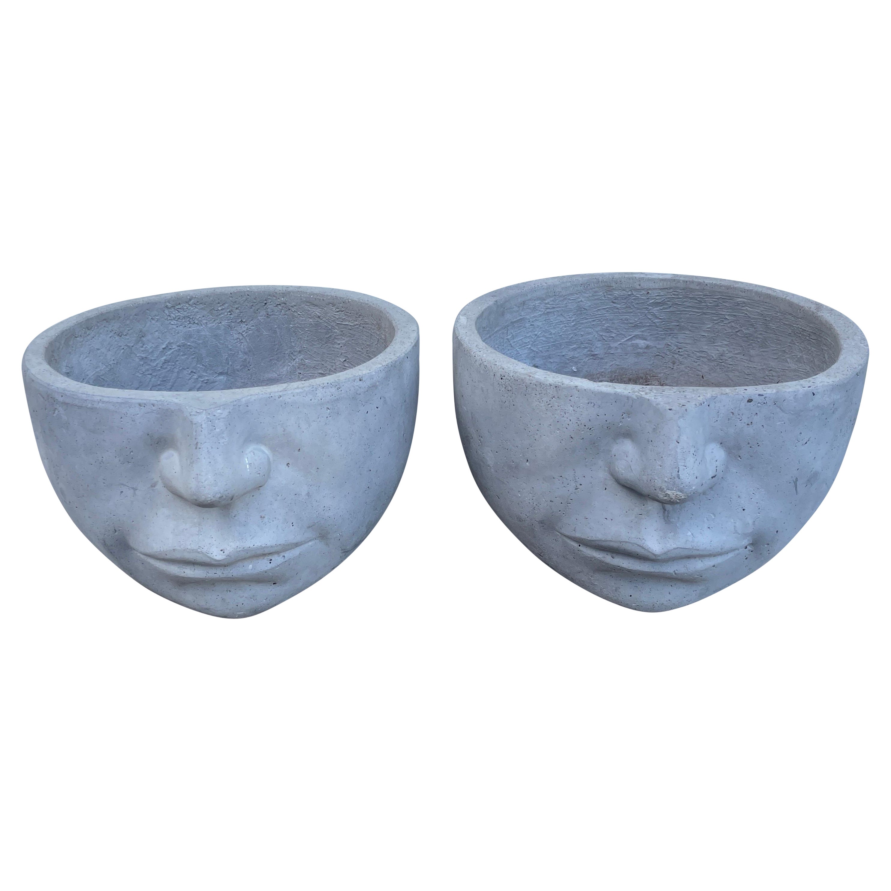 Large Face Planters Depicting a Nose & Lips For Sale