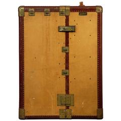 Huge Monogrammed Leather and Toile Steamer Trunk 4