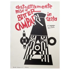 Affiche vintage originale Bitter Campari In Testo - Depero, 1970
