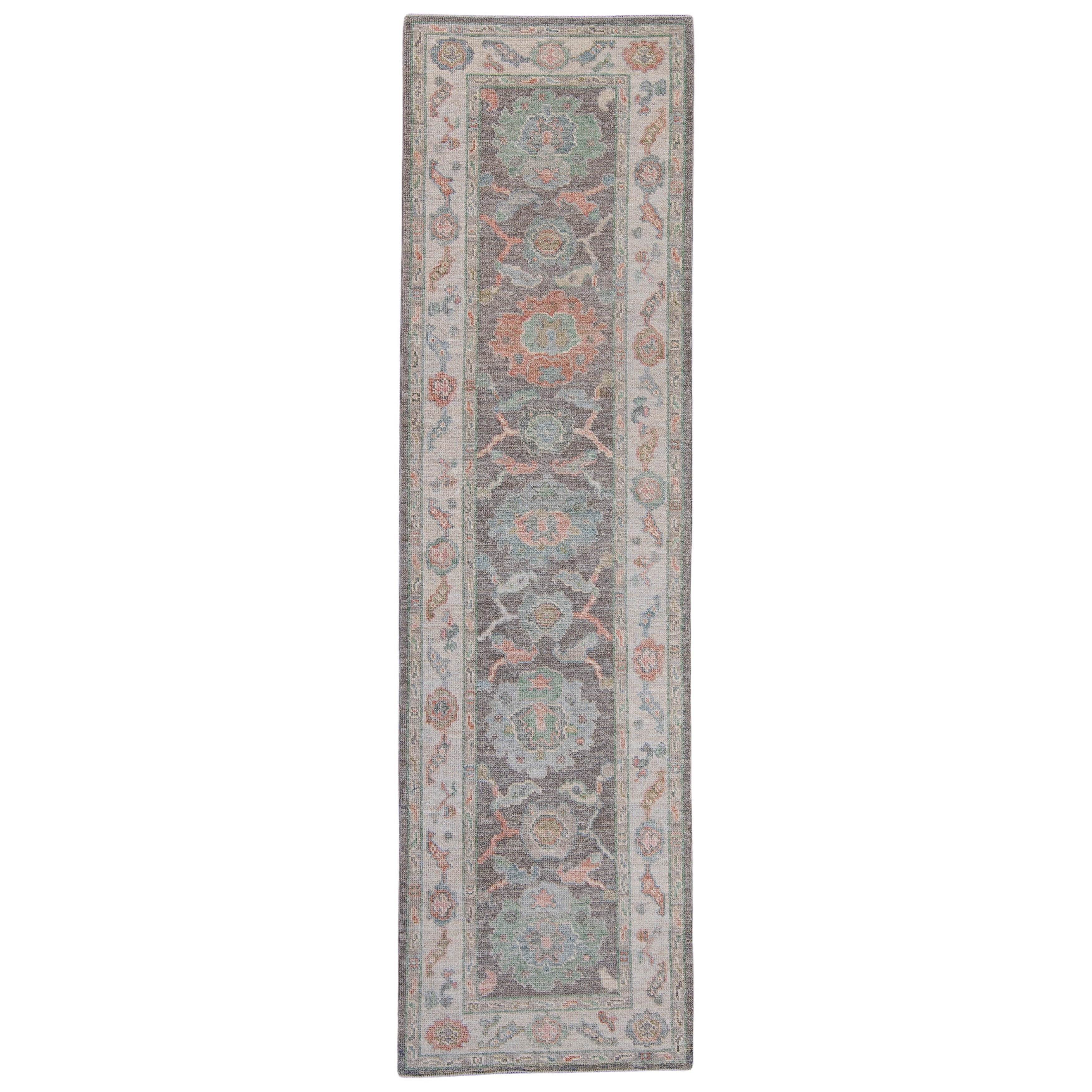 Türkischer Oushak-Läufer 2'10" x 10'1" #16001" im Angebot