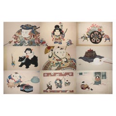 Japanische Antiquitäten Happo-do- Märchen von Gyokuho, 15 Holzschnitte, Kunstbuch mit Holzschnitten