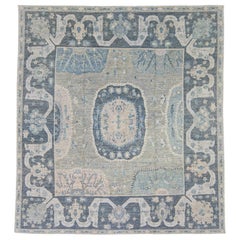 Tappeto Oushak quadrato turco dall'aspetto antico 9' x 9'11" #16519