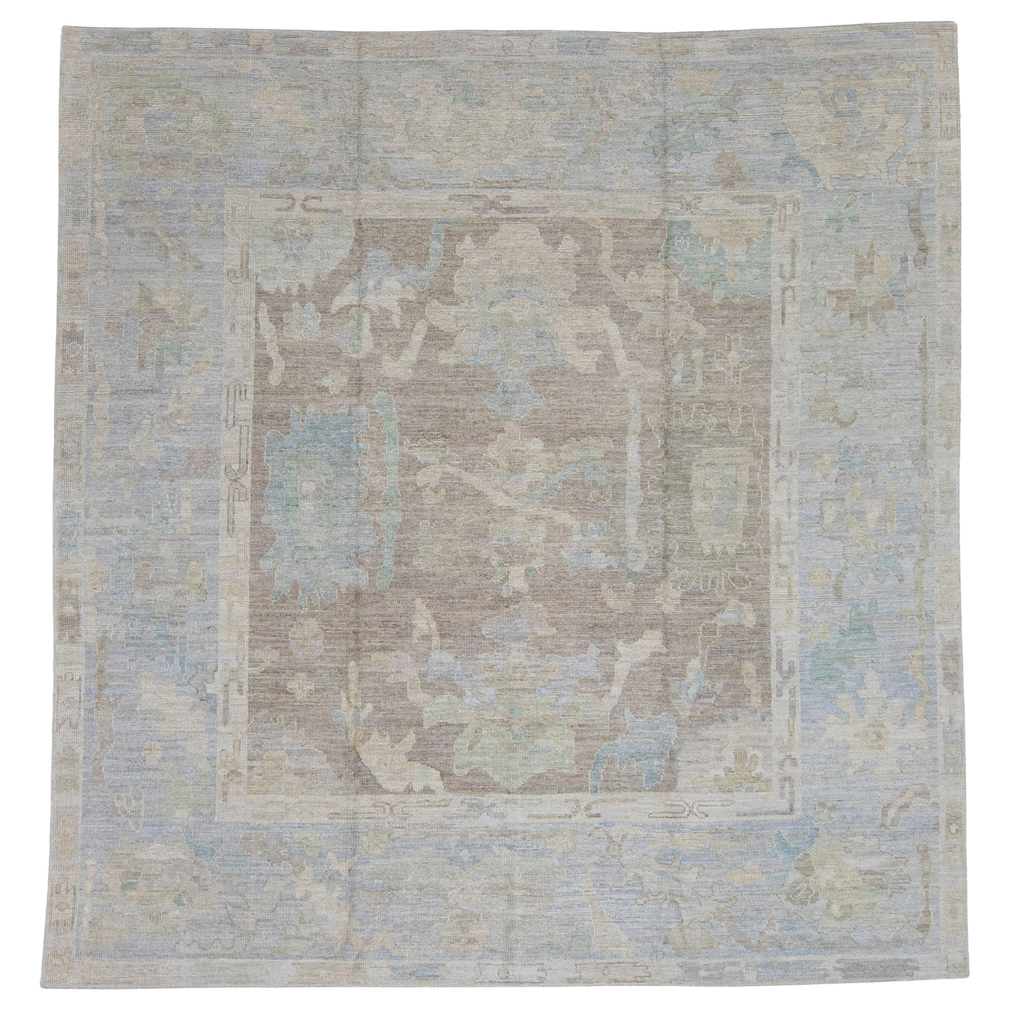 Square Turkish Oushak Rug 10' x 10'6" #16479 For Sale