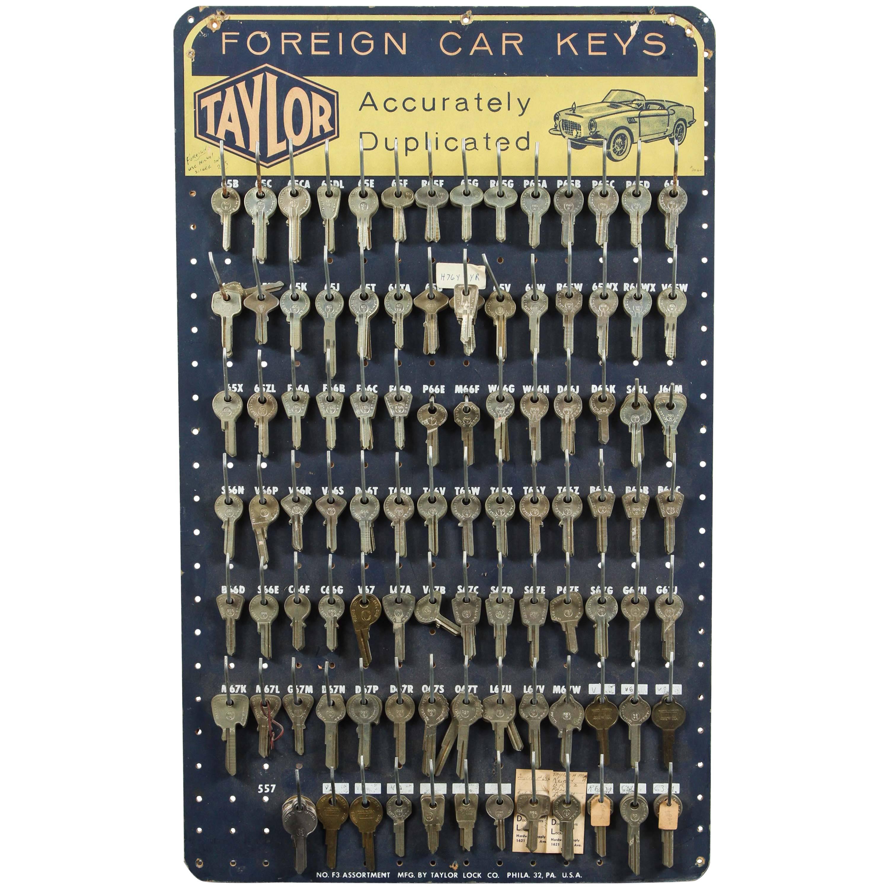 Mid-Century Obsessive Key Board Foreign Sports Car Key Collection