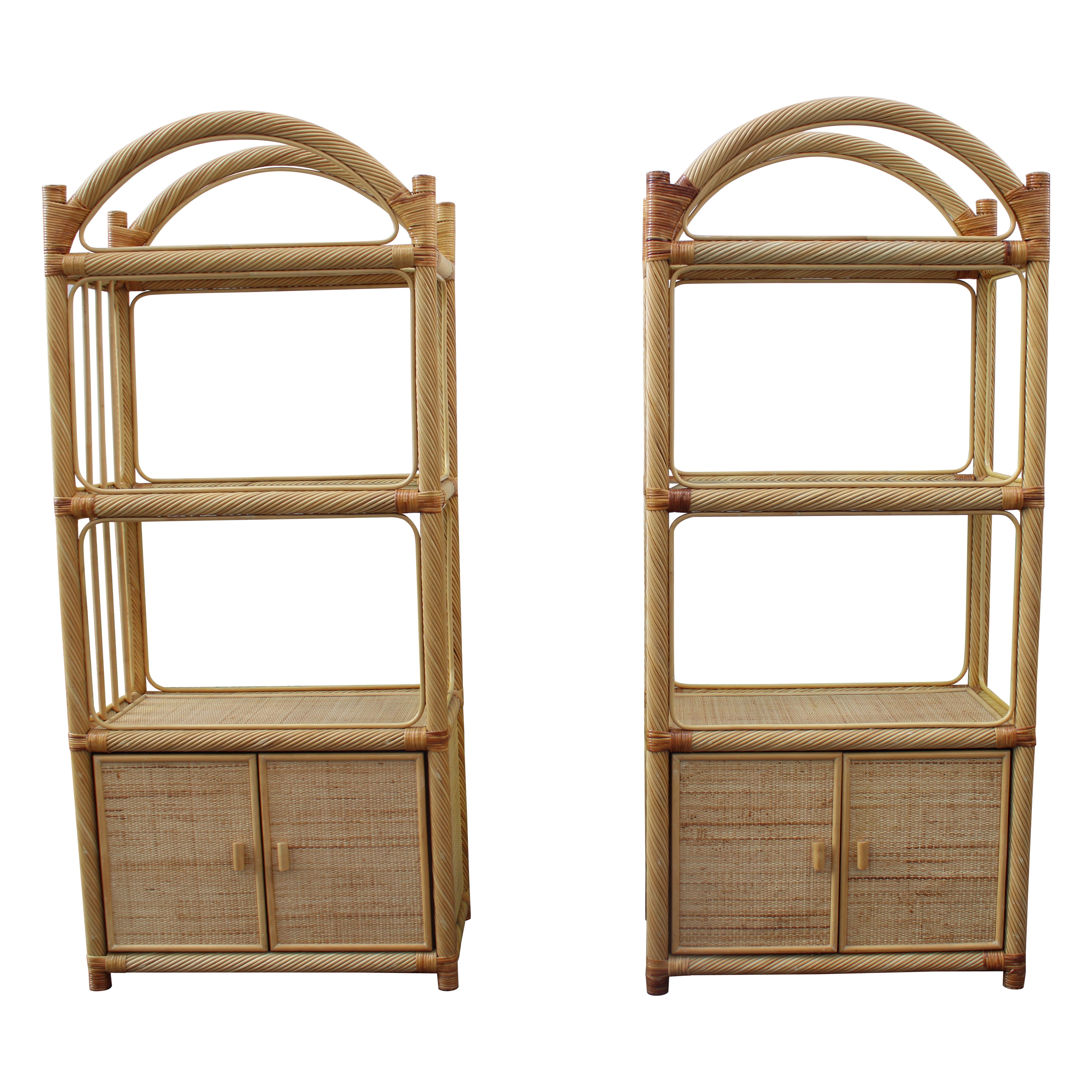 Wicker and Bamboo Display Shelves Italy 1970 Southern Nurseries For Sale