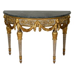Console in legno demi-lune neoclassica italiana del XVIII secolo, di Francesco Bolgiè