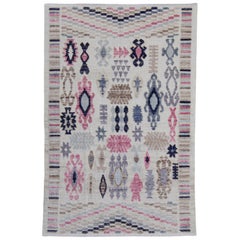 Kilim turco orientale fatto a mano a trama piatta 4'1" x 6'2" #16998
