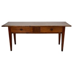 Antique French Rustic Farmhouse Fruitwood Side Table, 19th Century
