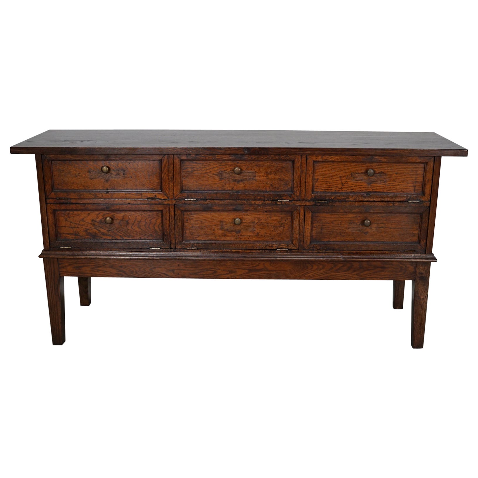 Ancien cabinet d'apothicaire / de classement en Oak français, portes pliantes, début du 20ème siècle en vente