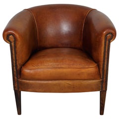 Vintage Dutch Cognac Colored Leather Club Chair