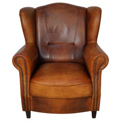 Vintage Dutch Cognac Colored Leather Club Chair