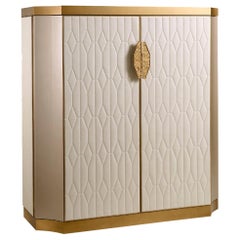 Special Price Cabinet Structure Distressed Paint Finish Quilted Fabric Led Ins