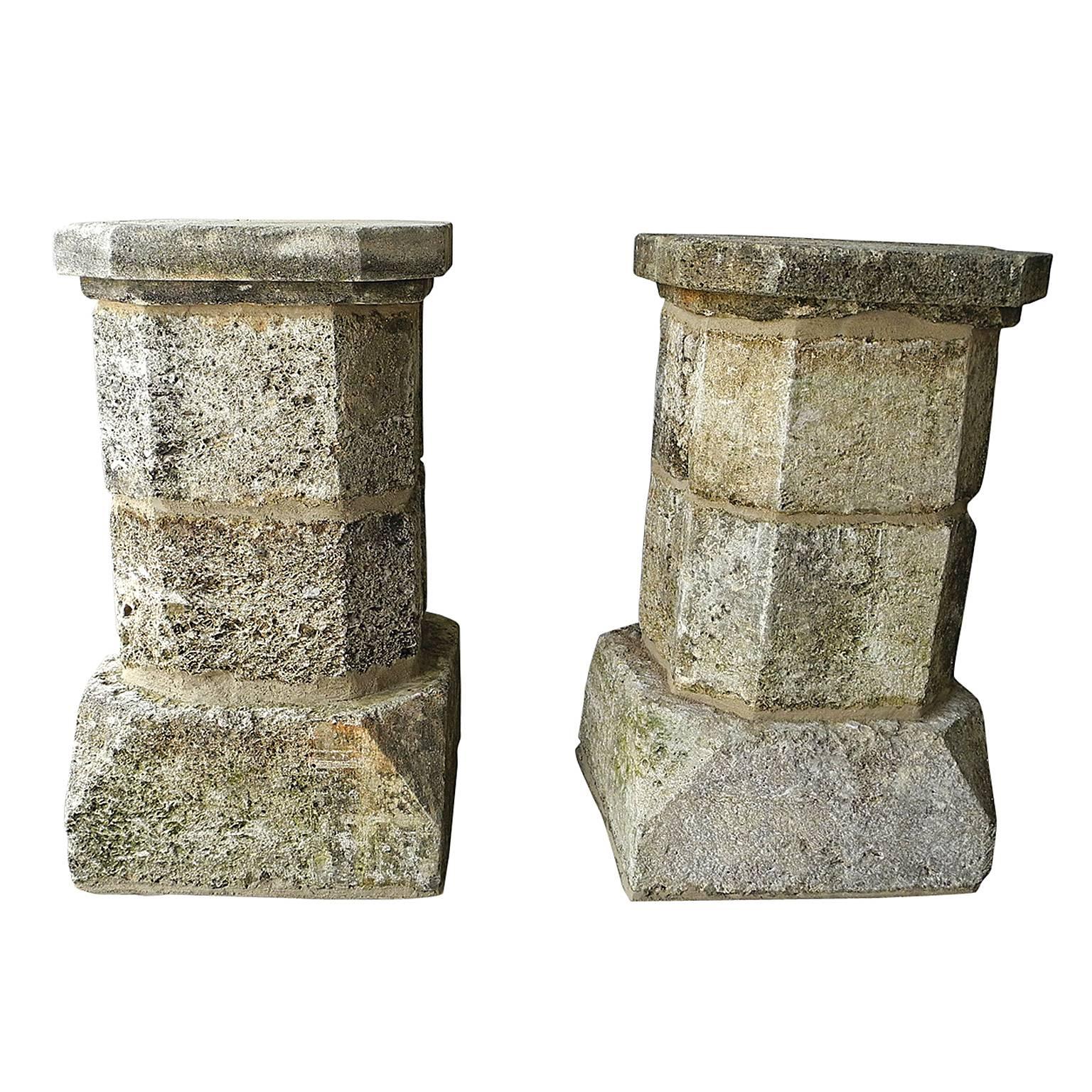 Antique Pair of 17th Century Limestone Columns from Bezier, France