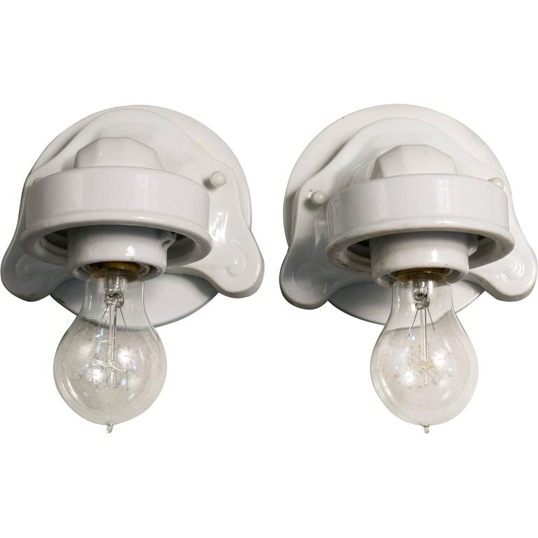 Pair of German Art Deco Porcelain Wall Sconces at 1stdibs