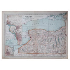 Original Antique Map of the American State of New York ( Western Part ) 1903