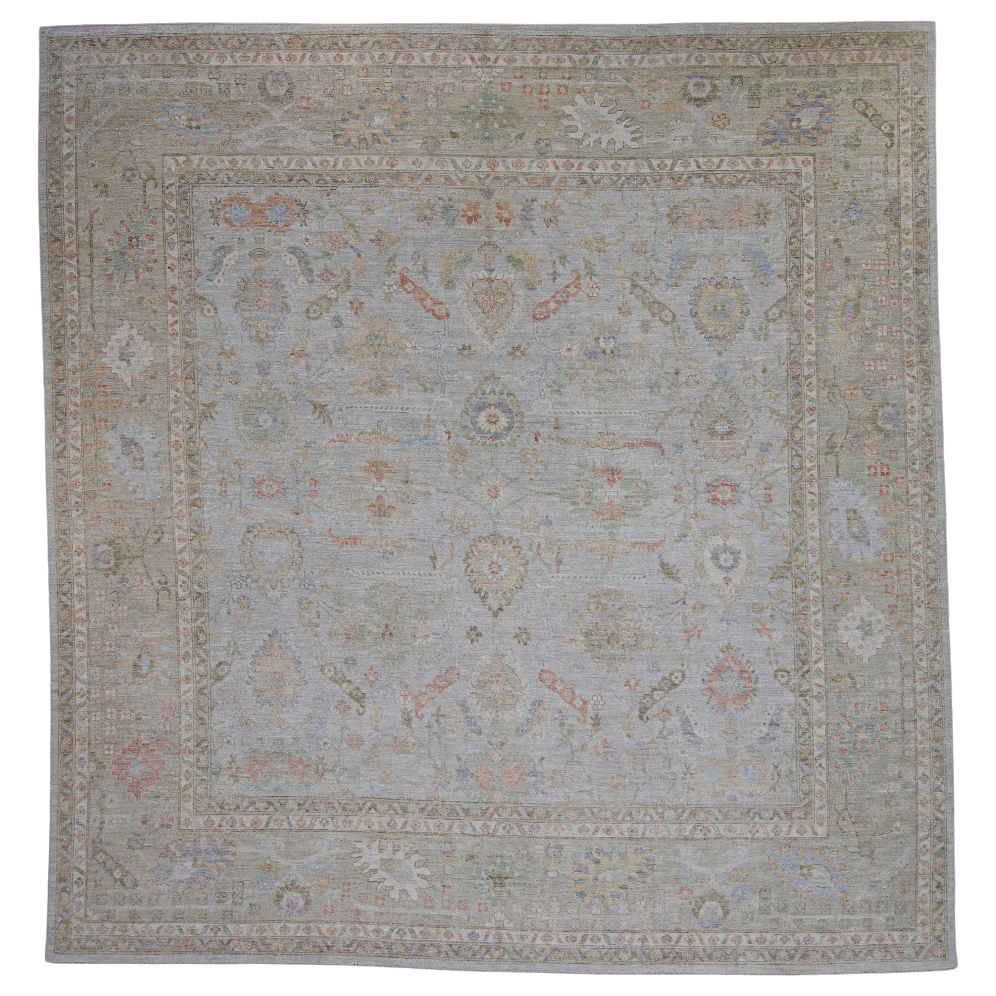 Square Oriental Hand Knotted Oushak Rug 13'9" x 14'6" #9075