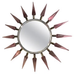 1980's Sunburst murano glass mirror attributed to Gino Cenedese