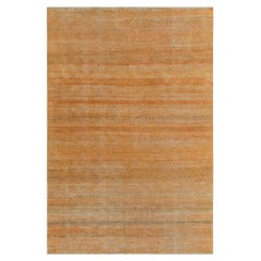 Rug & Kilim’s Hand Knotted Rug in Gold-Orange, Brown Striations