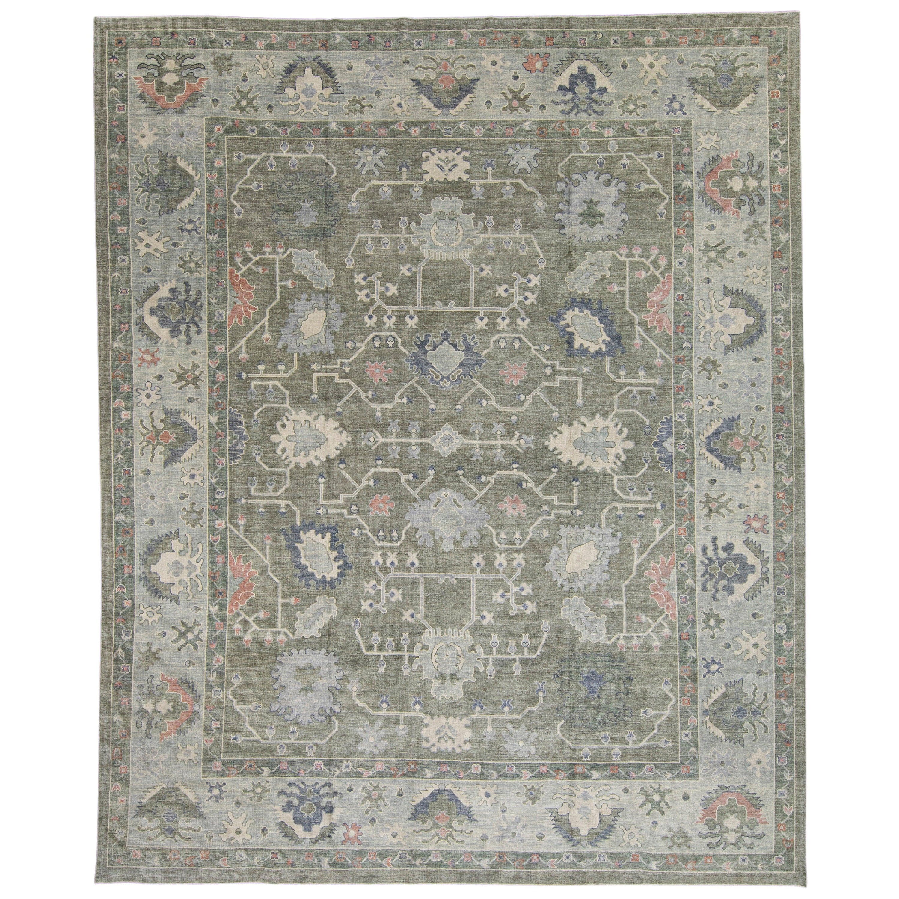 Turkish Oushak Rug 12'1" x 14'10" #16718 For Sale