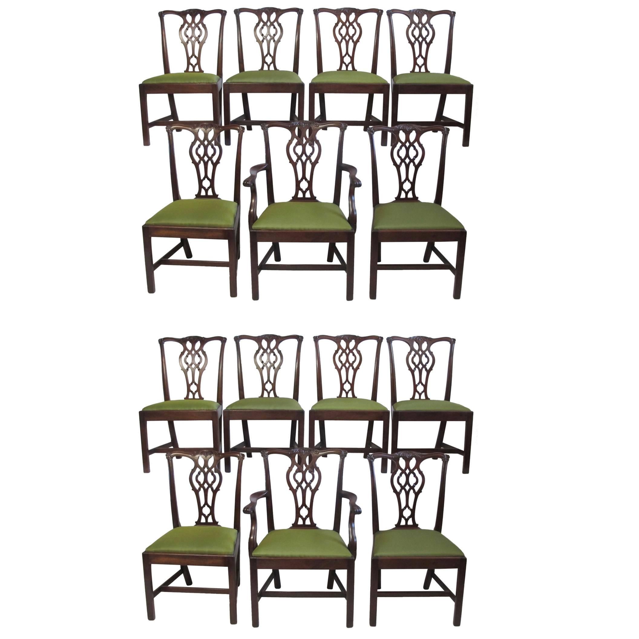 Set of 14 Mahogany Chippendale Dining Chairs